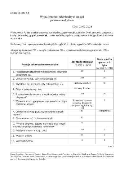 qew12 - Arkusz 5.6 Wykaz kontrolny behawioralnych strategii panowania nad lękiem

#pr...