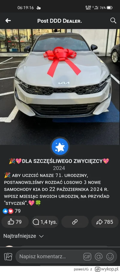 pawelJG - Uwaga!
Jest szansa na auto
#heheszki #facebook