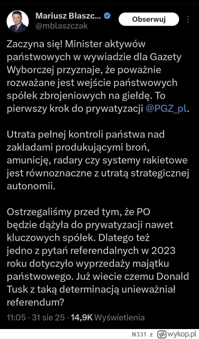 N331 - Błaszczak znów manipuluje. Najlepszy lobbista zagranicznego przemysłu zbrojeni...