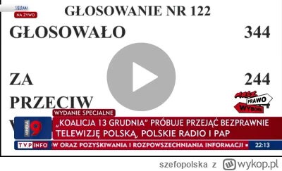 szefopolska - TVP info zakrywa wynik głosowania by nie pokazać jak mało posłów było p...