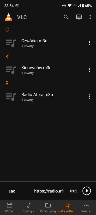 rukh - @SirStoned Można sobie pliki m3u zgrać na telefon, i odtwarzać je w VLC chocia...