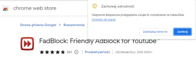 CorvetkaFajnaBryka - Chrome ostrzega przed wtyczką Fadblock... Ile kosztuje licencja ...