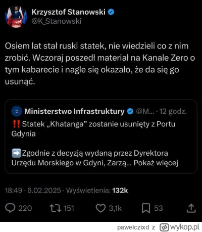 pawelczixd - #kanalzero 
I oto właśnie jest Stanowski. Przypisał sobie cudze zasługi ...