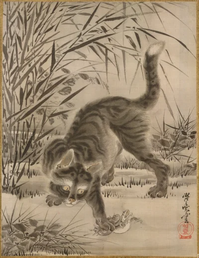 Loskamilos1 - Kitku łapiący żabę, Kawanabe Kyosai, rok 1887. W sumie to ostatni wpis,...