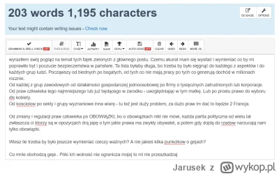 Jarusek - @SoNuS: 203 słowa, 1195 znaków i zero konkretów.

Pytam co Ci poprawi życie...