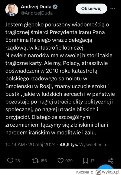 Koziom - Myślałem, że on tu wtrąci jakiś klasyczny spin PiSu o zamachu w Smoleńsku. A...