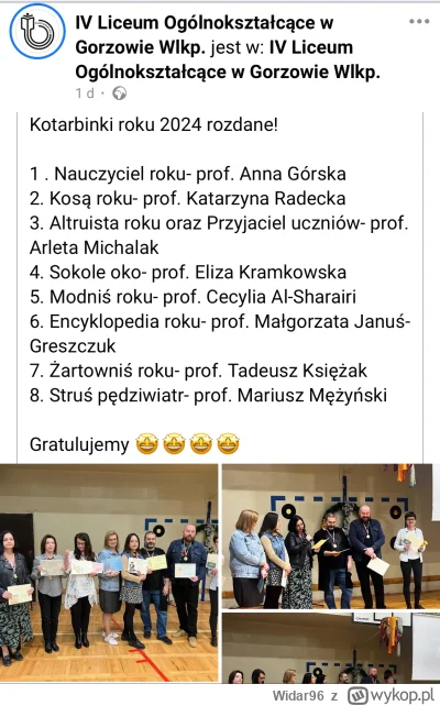 Widar96 - W Gorzowie jest chyba jedyne liceum w Polsce w którym uczą sami profesorowi...