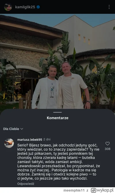 meemphis11 - Wszedłem z ciekawości na instagramy Glika i Grosickiego 
K---a, co tam s...