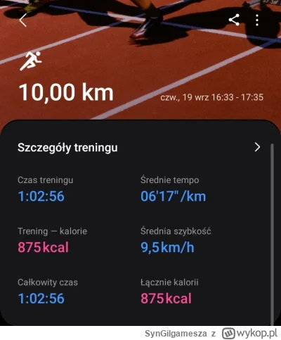 SynGilgamesza - Dzisiaj dyszka, następny cel - przygotować się do biegu na 15km, leps...