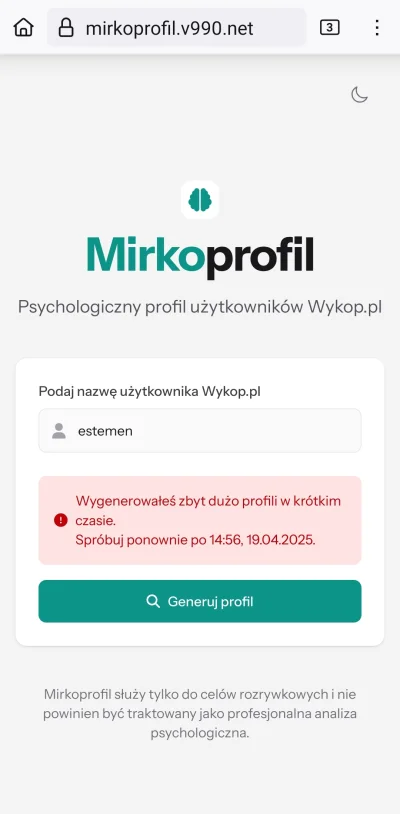 Nieszkodnik - >przygotowałem prostą stronkę MirkoProfil, która z pomocą AI generuje p...