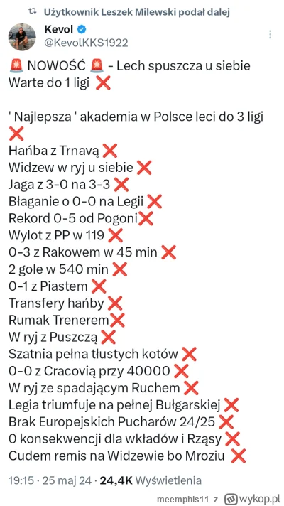 meemphis11 - #mecz #ekstraklasa #przegryw
Potężny sezon w Lechu xD