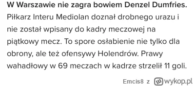 Emcis8 - Duże osłabienie holendrów 

#mecz #reprezentacja
