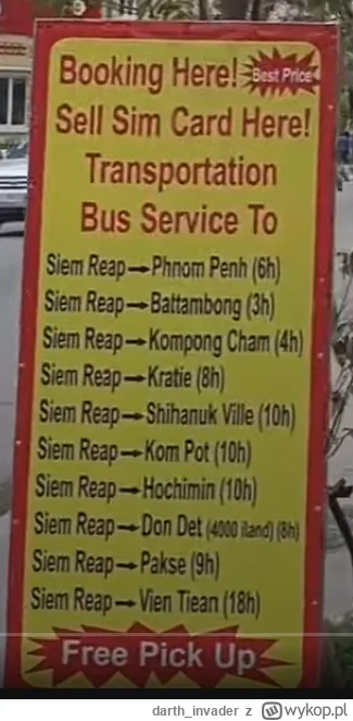 darth_invader - Ciekawe czasy busów u Filipa
Phom Penh - 300km w 6 godzin
Kompot - 40...