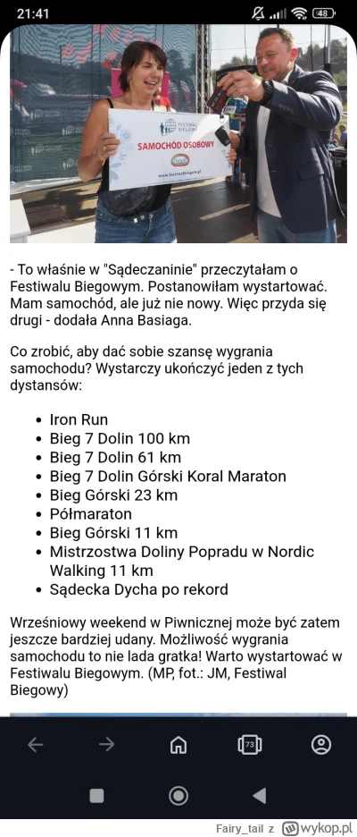 Fairy_tail - Zapisałem się niedawno na bieg który nazywał się "Sądecka dycha po rekor...
