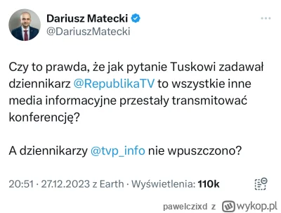 pawelczixd - Dariusz skłamał i mimo to, nie usunął tweeta. 

TVN24 pokazywało całość ...