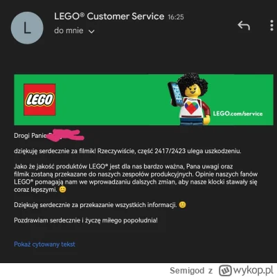 Semigod - A z takich ciekawostek to napisałem kiedyś do supportu #lego że zepsułem el...