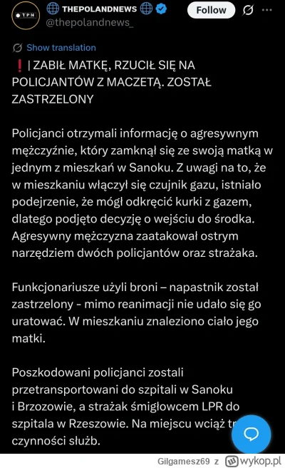 Gilgamesz69 - Akcja z Sanoka
#Sanok #informacje #polska #wydarzenia #mordercy