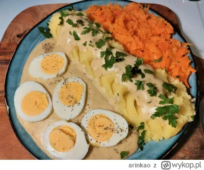arinkao - Jajka w sosie chrzanowym, ziemniaki, duszona na maśle marchewka (ʘ-ʘ)
Bardz...
