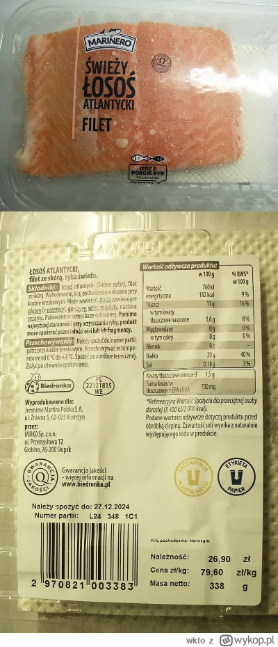 wkto - #listaproduktow
#filetlosos ze skórą atlantycki Marinero #biedronka
aktualny p...