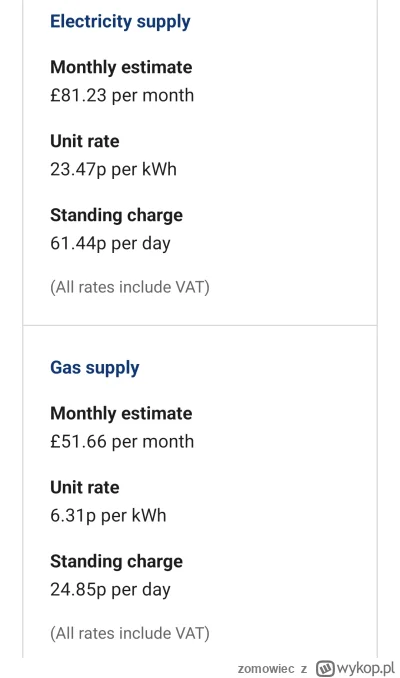 zomowiec - Ile wam wychodzi za prąd i gaz #uk 
Jaki dom , jak duży  , z jakiego roku ...