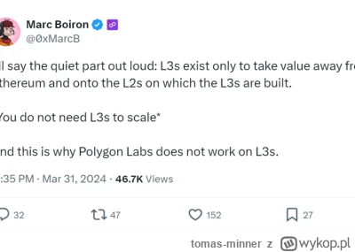 tomas-minner - Szef Polygon wątpi w przydatność sieci L3 dla Ethereum
https://bitcoin...