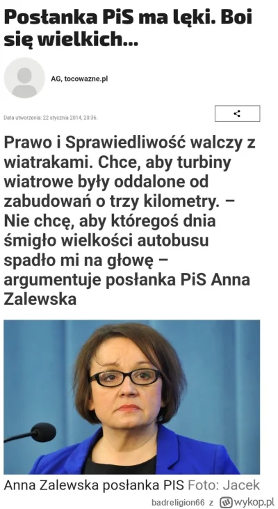 badreligion66 - #polityka Batyr zawetował ustawę o wiatrakach bo Zalewska bała się że...