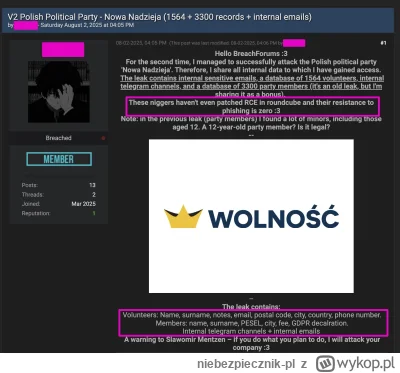 niebezpiecznik-pl - Partia Sławomira Mentzena ❌ zhackowana (po raz drugi w tym roku)....