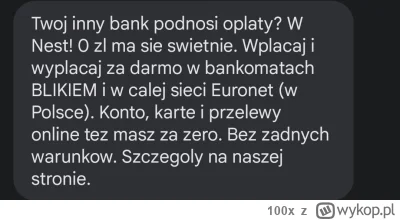100x - 0 zł, da sie? da sie a w #mBank u podwyżki opłat za wypłatę gotówki ¯\(ツ)/¯
#n...
