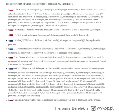 Hieronim_Berelek - @lubiepepsi2137: ruscy samych KA-52 stracili do tej pory 60, a ty ...