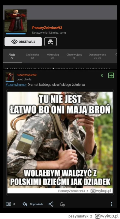 pesymistyk - Jaki onucowy śpioch się ujawnił xD 

Ponad 6 lat na wykopie i tylko 79 a...