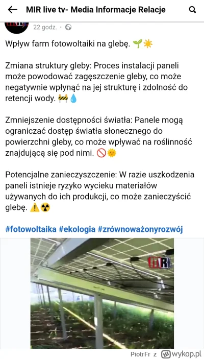 PiotrFr - Wpływ farmy PV na glebę. Pod panelami nic nie rośnie, ryzyko skażenia gleby...