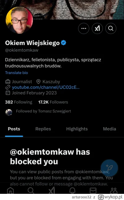arturooo32 - #okiemwiejskiego to "niezależny dziennikarz", a jego kanał to "miejsce d...