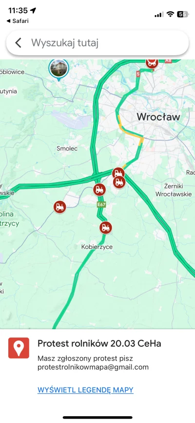 cerastes - Mirasy czy rolnicy całkowicie zablokowali wjazd do Wrocławia miejscowości ...