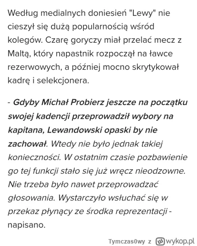 Tymczas0wy - Przestańcie już bronić Lewusa.
On i jego wybujałe ego od lat są probleme...