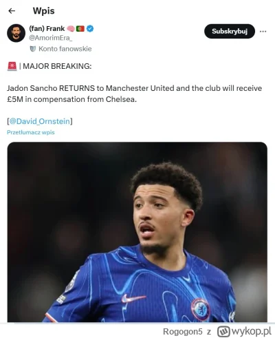 Rogogon5 - #united Czyli dzbanuch jednak wraca, mimo, że Chelsea chciała go pozyskać,...