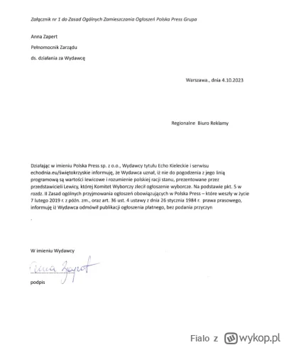 Fialo - Obajtek Press CENZURUJE komitety wyborcze (TD, Lewica) zabraniając im wydruku...