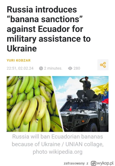 zafrasowany - Po tym jak Ekwador dostarczył Ukrainie broń o wartości 200 mln dolarów....
