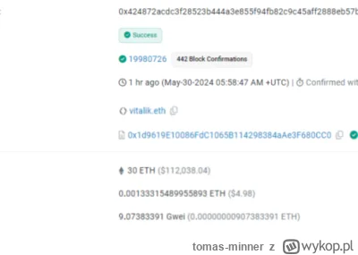 tomas-minner - Vitalik Buterin przekazał darowiznę na rzecz funduszu deweloperskiego ...