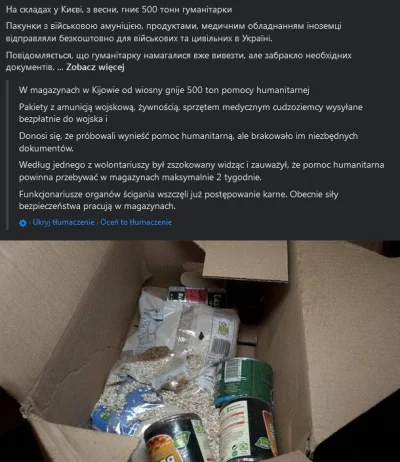 kantek007 - #ukraina 
Od wiosny w magazynach w Kijowie gnije 500 ton pomocy humanitar...