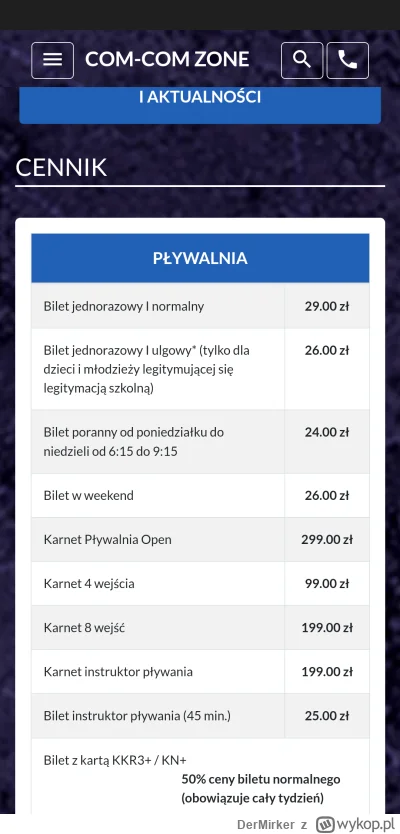 DerMirker - Ja pierdeo, bilet na basen Comcom Zone w Hucie kosztuje już 29 zł. Jestem...