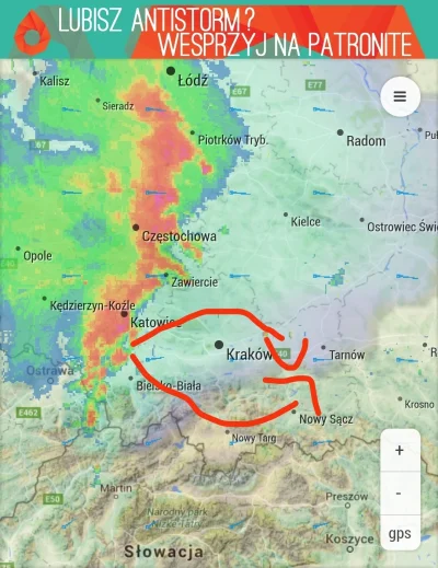 rolnik_wykopowy - Prognozuję przebieg burzy nad #krakow 
#burza #pogoda