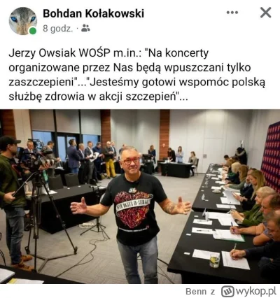 Benn - Niezaszczepieni proszeni są o nie wypłacanie bo Owsik i tak was nie wpuści na ...