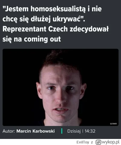 EvilToy - Piłkarz reprezentacji Czech Jakub Jankto wyznał, że jest gejem. Brawa za od...