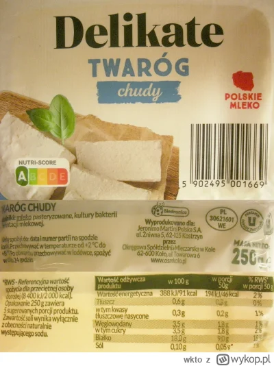 wkto - #listaproduktow
#twarog chudy Delikate #biedronka
aktualny skład oraz producen...