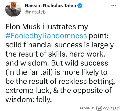 sebbs - @gysnde: dzięki za zwięzłe wytłumaczenie. Sam nie uważam Muska za aż takiego ...