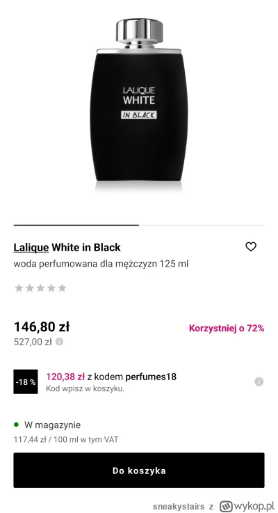 sneakystairs - #perfumy 
Lalique White in Black 125ml w świetnej cenie z kodem na Not...