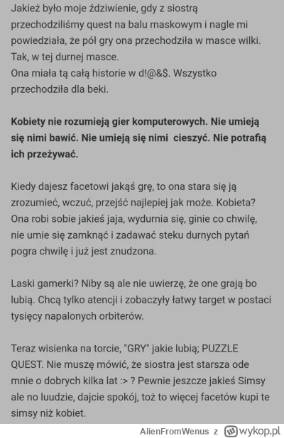 AlienFromWenus - Kolejny wadzed z IQ -70
Bo skoro jego ziozdra nie interesowała się f...