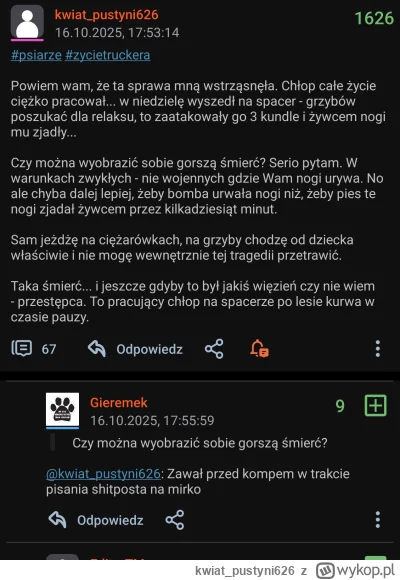 kwiat_pustyni626 - #psiarze #psy

Empatia psiarza: 

- Zagryziono 46-latka w czasie p...