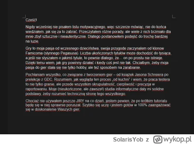 SolarisYob - List motywacyjny na testera gier zamieszczony na grupce mojej miejscowoś...