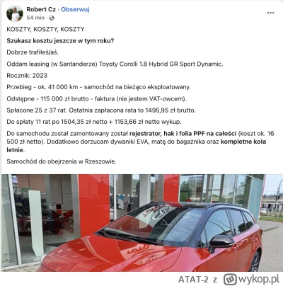 ATAT-2 - Dołączyłem właśnie z ciekawości do grupy 'Leasing oddam odstąpie cesję'. 
Jp...